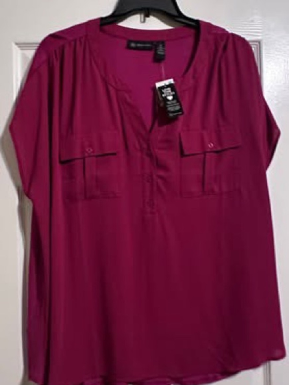 INC International Concepts Magenta Button-Front Blouse